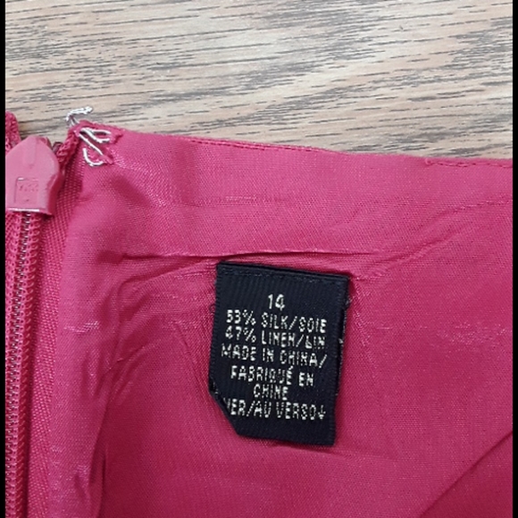 Dana Buchman silk and linen Magenta Pink bodycon dress Size 14 - Picture 4 of 7